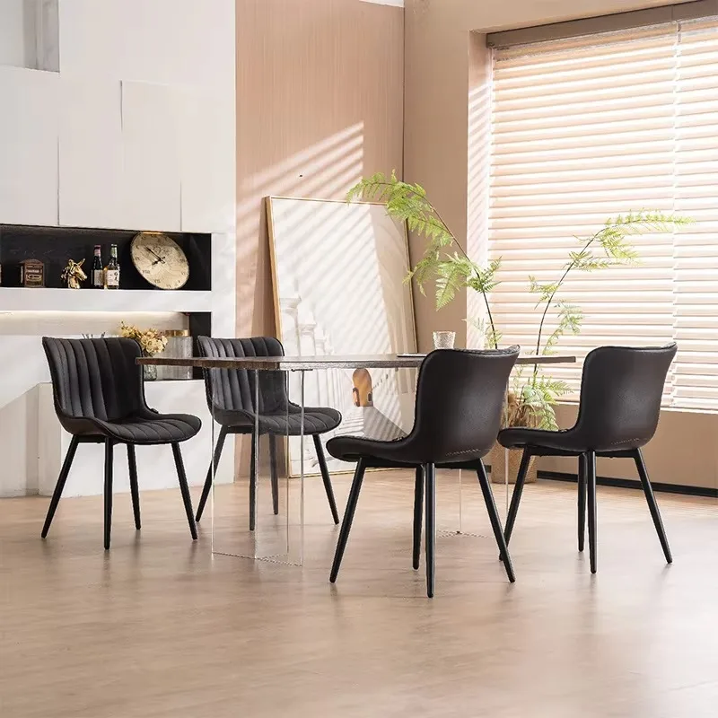 Dining Chairs Faux Leather Fabric Mid Century Modern Commercial Soft Cushion Eco-Friendly Waterproof Outdoor Hotel Restaurant