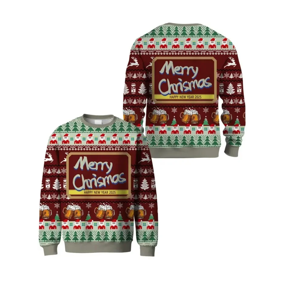 Fashion Santa Claus Jesus Graphic Animal Christmas Sweatshirt Autumn Winter Holiday 3D Print Sweater Casual Oversized Pullovers
