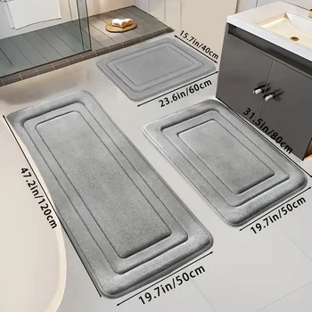 3-Piece Non-Slip Memory Foam Bath Mat Set 1