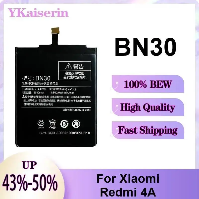 

Mobile Phone Battery Replaceable 3030Mah BN30 For Xiaomi Redmi 4A