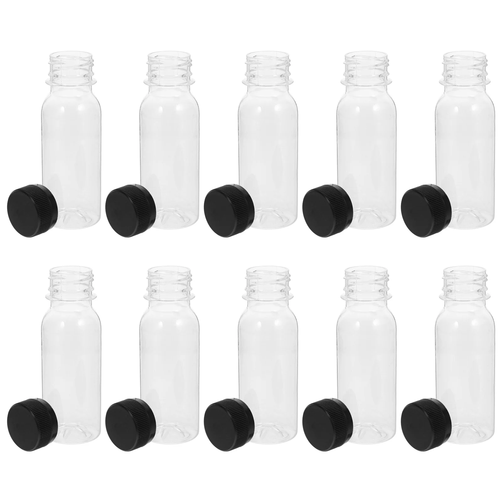

10 Pcs Bottles Black Caps Lightweight Bottles With Caps Storage Beverage Containers Portable Juice Yogurt Bottle