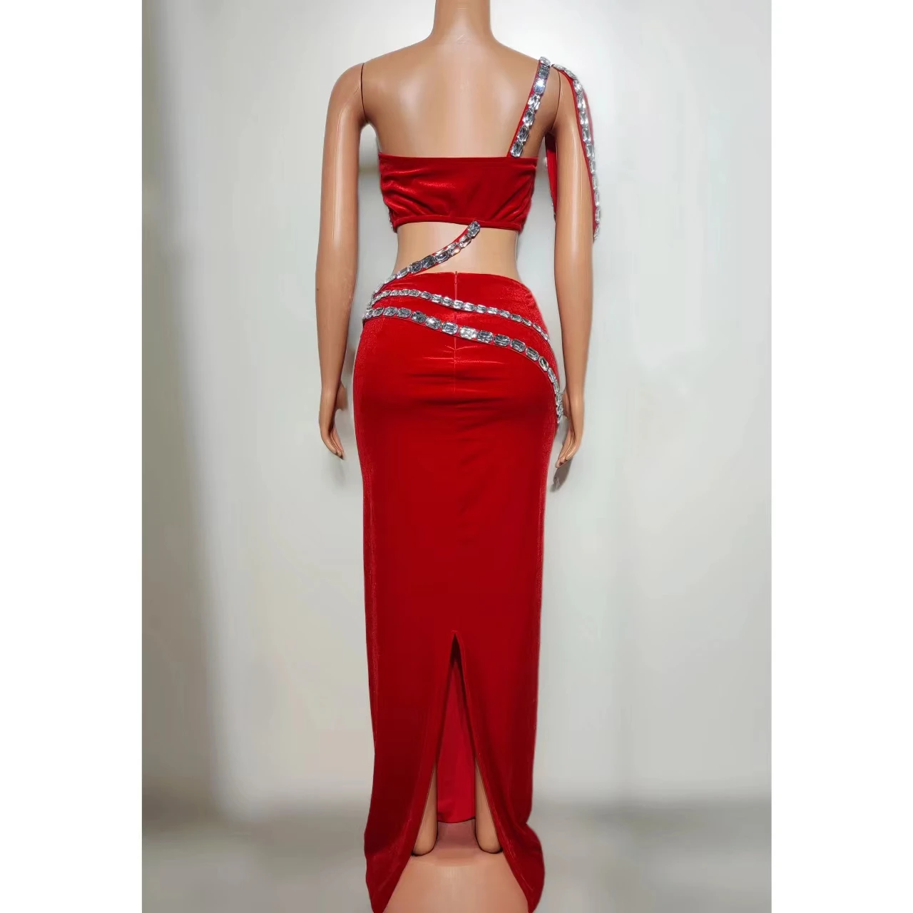 Sukienka na ramiączkach z diamentami, seksowna, europejsko-amerykańska, idealna na imprezę, do klubu nocnego, baru, dla DJ-a, dla zespołu tanecznego, na tematyczne występy.