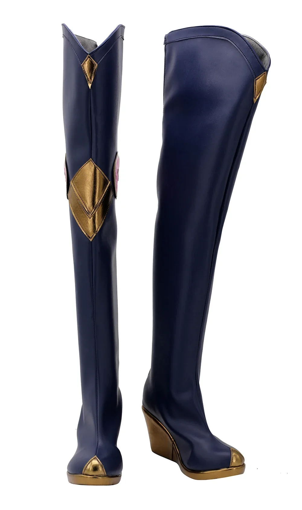 Caitlyn Combat Academy Cosplay Stiefel – LOL Blaue Keilabsatzschuhe, Maßanfertigung