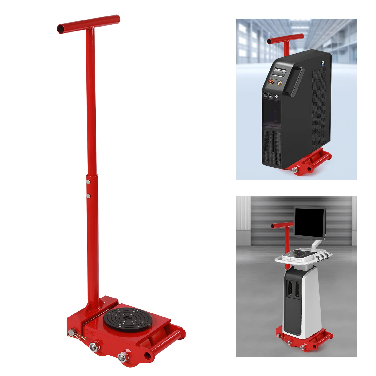 

CRA-6T Machinery Mover 13200LB Capacity Machinery Skate 4 Rollers Transport Tank with 360° Rotation Cap for Transportation
