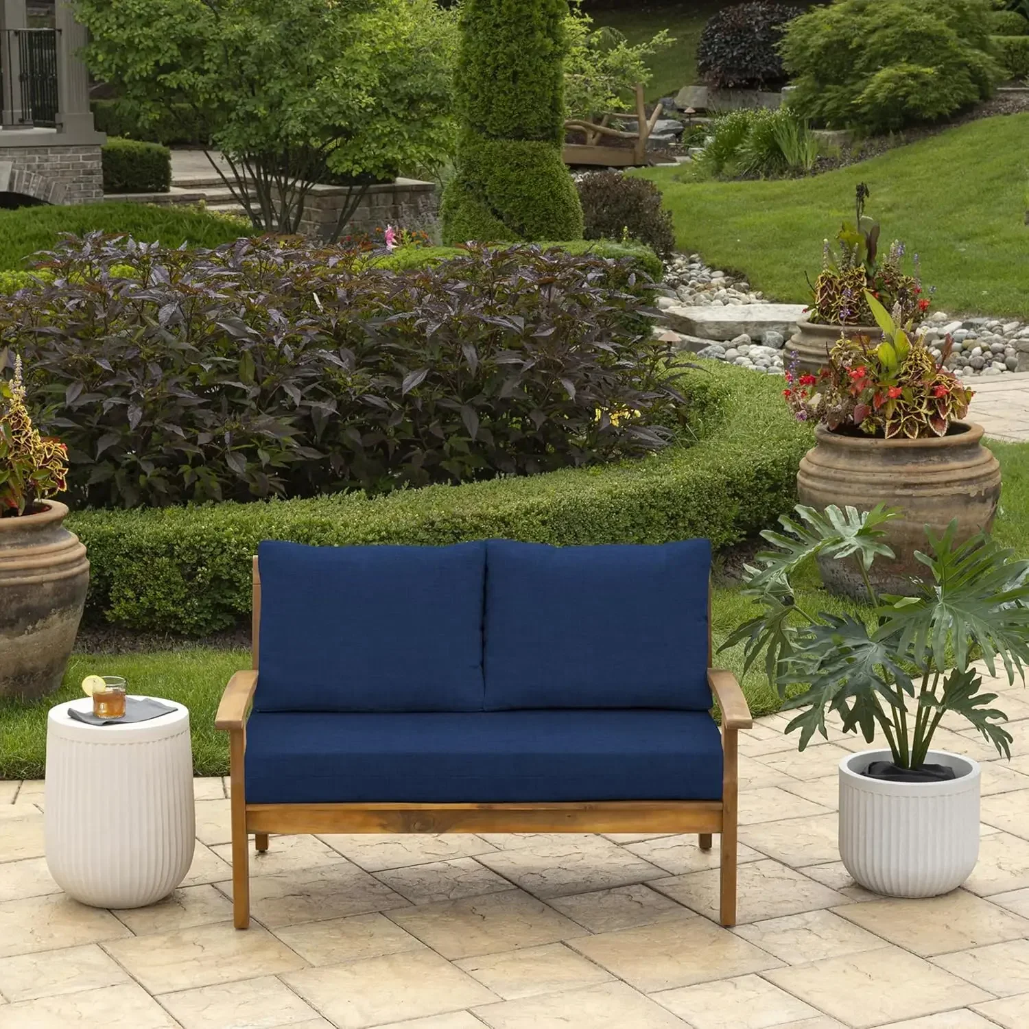 

XMSJ.Outdoor Loveseat Cushion Set, 48 x 24, Water Repellent, Fade Resistant, Cushion Set for Couch, Bench, and Swing 48 x 24