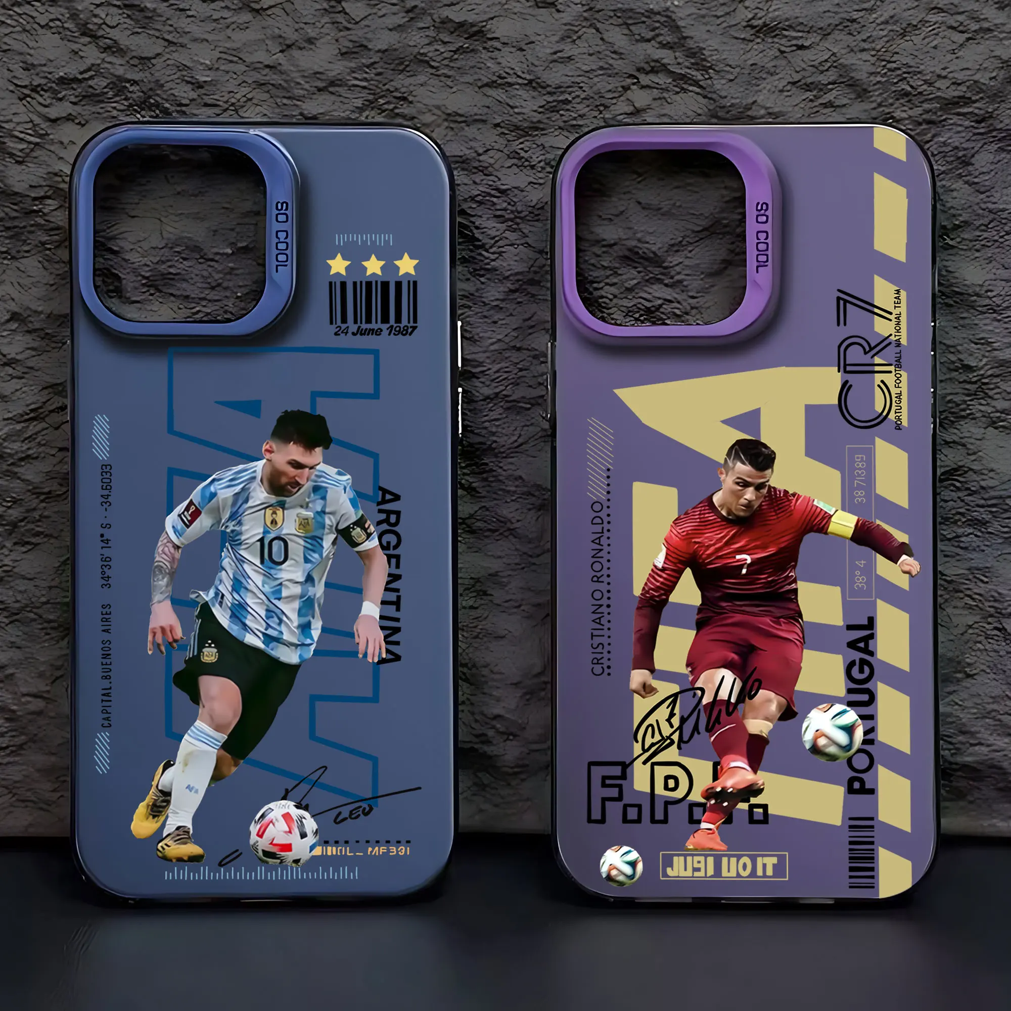 Coque de téléphone pour iPhone 17 17e 16e 16 15 14 13 12 11 Pro Max Air Plus, motif Football Cr7 Messi Njr, anti-chute, finition mate