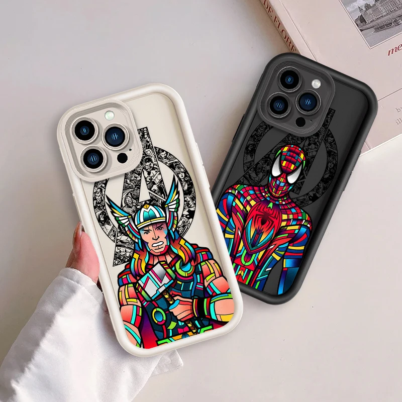 Cartoon Marvel Art Eye Ladder For Apple iPhone 15 14 13 12 11 XS XR X Pro Max Plus Funda Phone Case