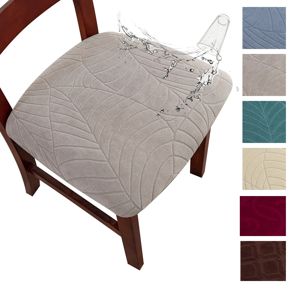 

1PC Waterproof Chair Seat Cover Stretch Jacquard Chair Cover Dining Room Removable Chair Covers for Home Hotel Living Room Decor