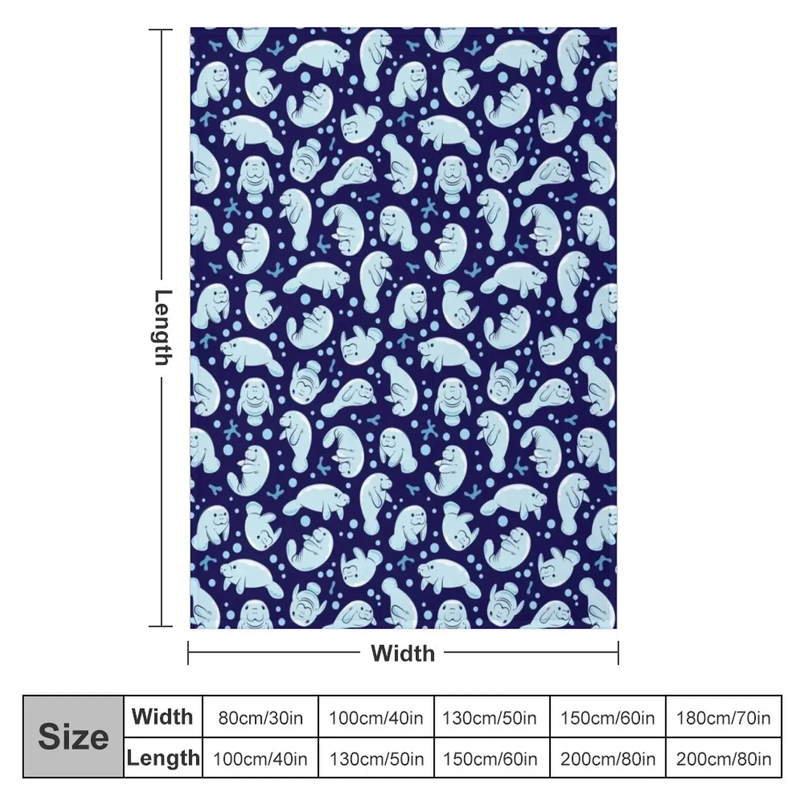 Cute Manatee Pattern - Blue Underwater Pattern Throw Blanket Luxury Designer Luxury Throw Blankets