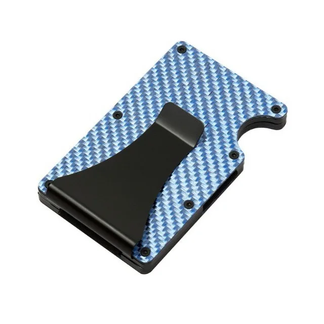Minimalistische Geldbörse für Herren, Geldscheinklammer-Geldriemen-Geldbörse, RFID-blockierende Metall-Geldbörse, Kartenhalter aus Aluminium (Kohlefaser) – Detail 9