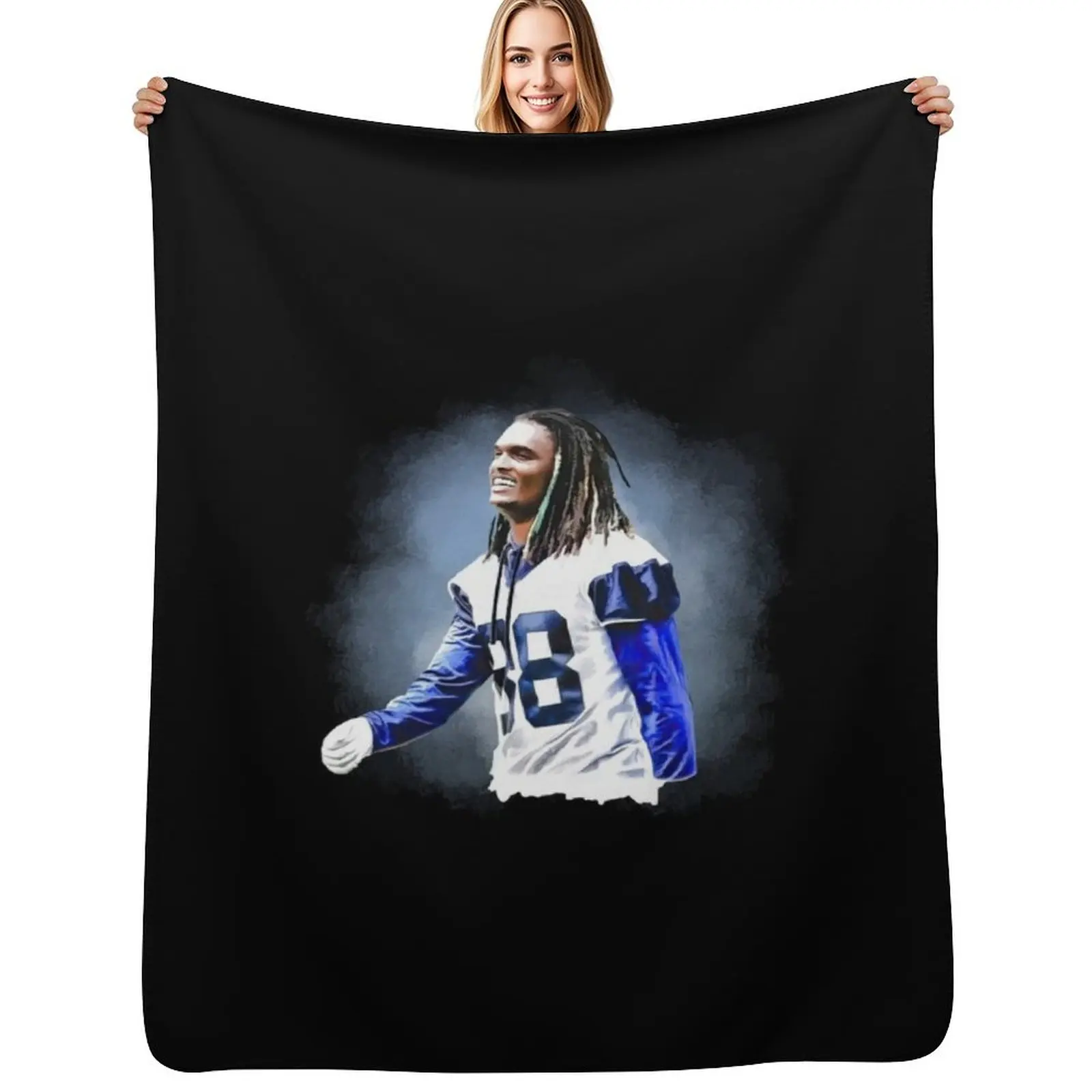 

CeeDee Lamb Smile Throw Blanket Cozy Warm Blanket for Bed Room Decor