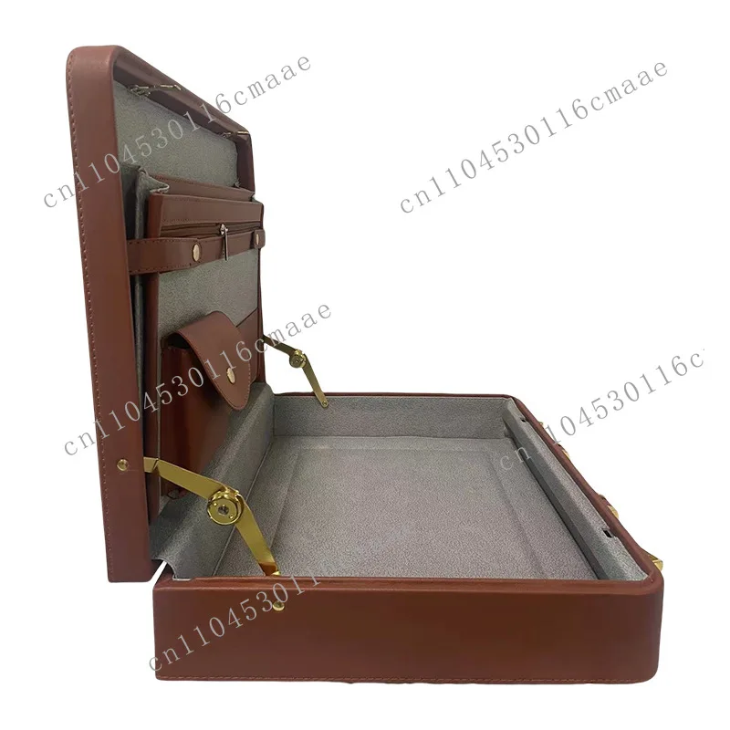 High-end Business Portable Briefcase Password Lock Computer File Leather Case Waterproof and Wear-resistant PVC  Retro Briefcase