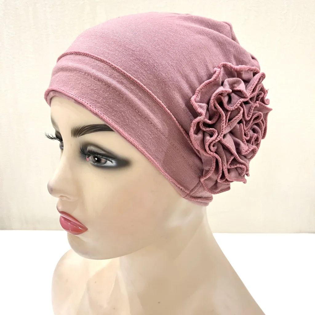 Hot Selling 12pcs Women's Flower Cap Stretch Chemo Hat African Headwear Indian Bonnet Turkey Muslim Hijab Turban Inner Hats