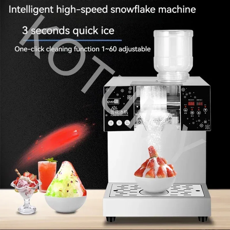 200kg/days Commercial Snowflake Ice Machine Small Snow Continuous Cooled Milk Mango Bingsu Shaver Smoothie Crusher