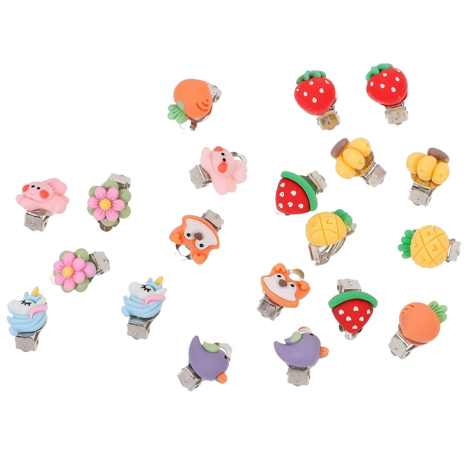 

10 Pcs Kids Ear Clip Little Girls Earrings Decorative Plastic Lightweight Hoops Cartoon Flower Studs Non Pierced Safe Durable