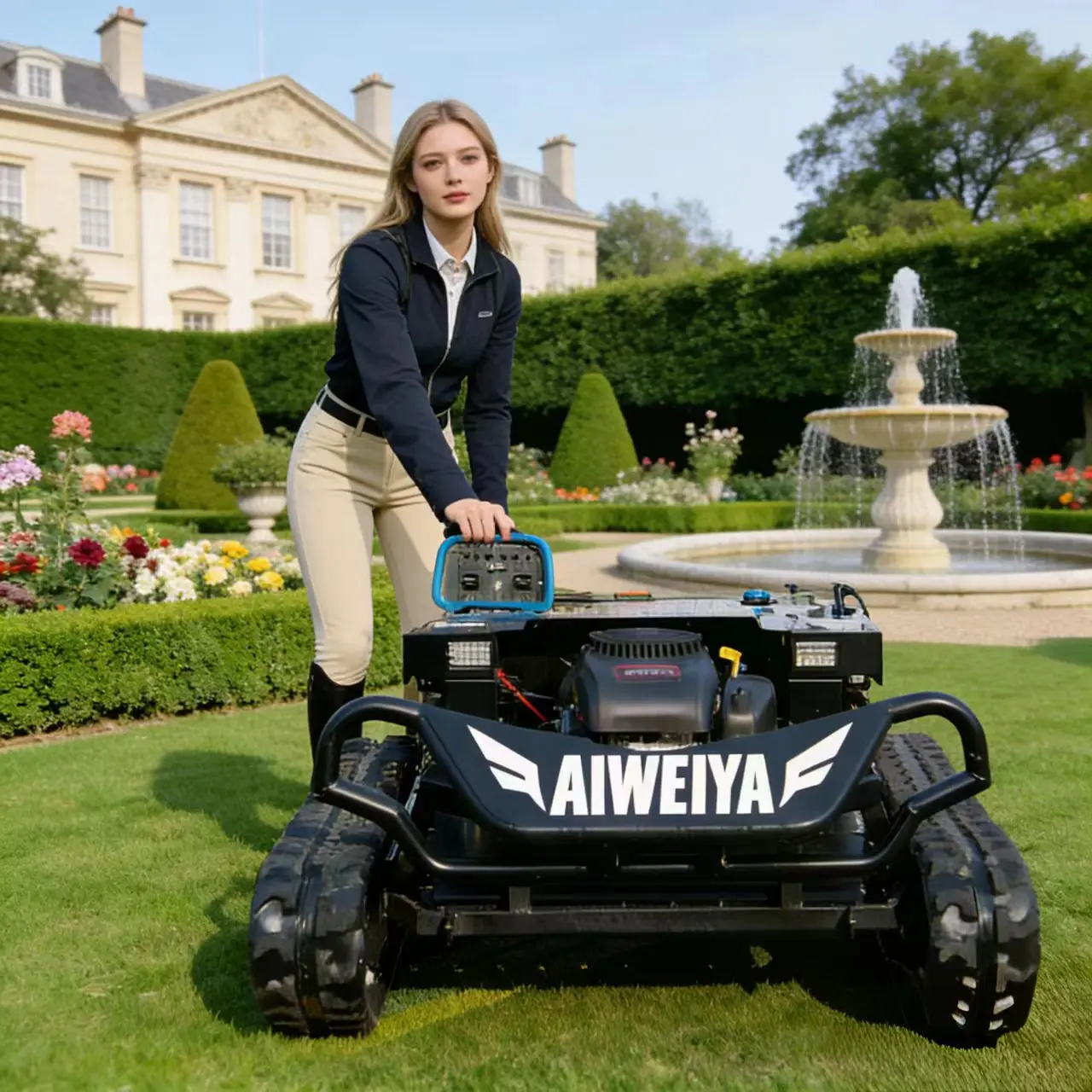 

Customized controlled lawn mower for mountain barren slopes, anti-rollover and anti-slip design, cleaning outdoor weeds