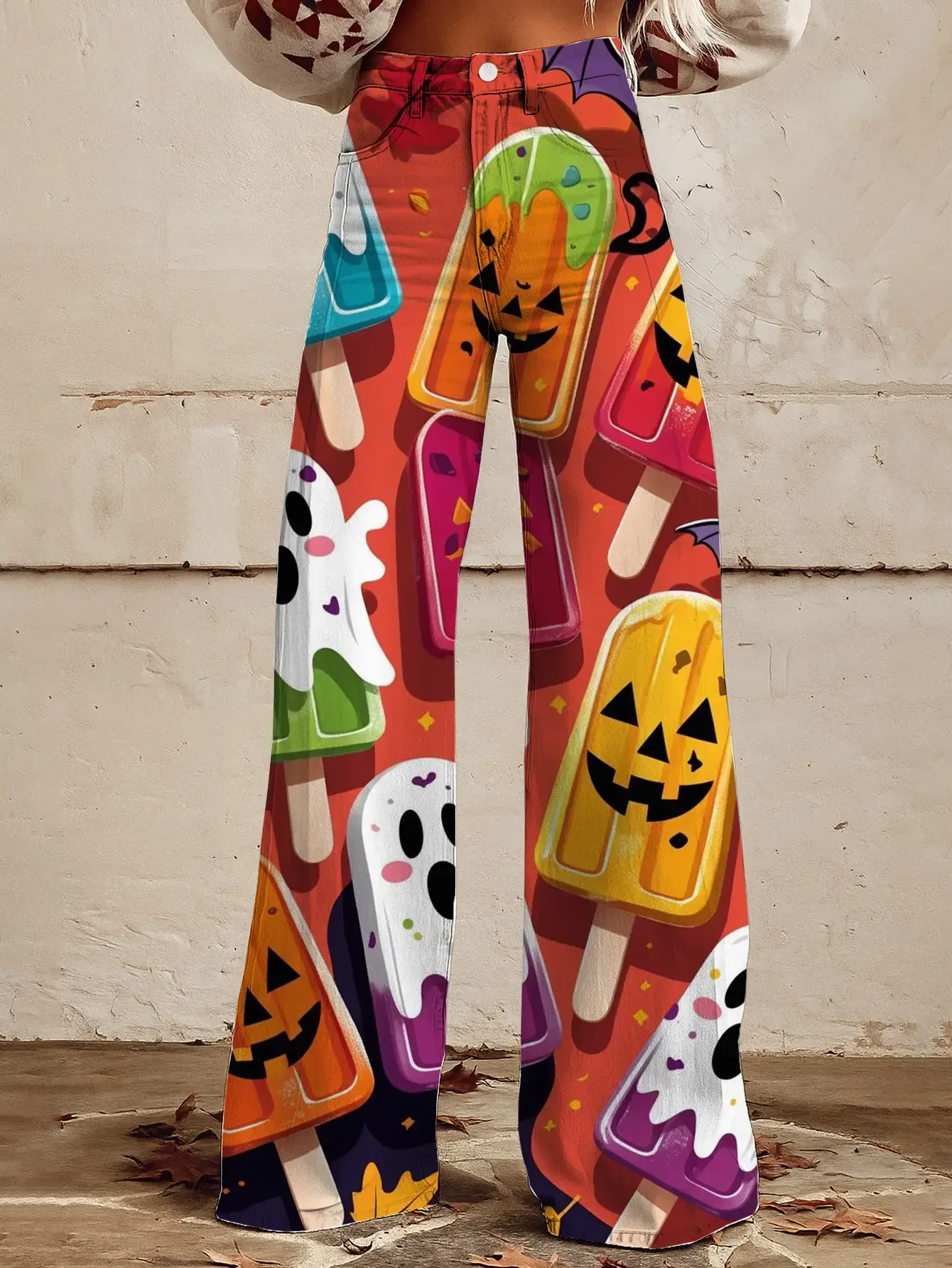 2026년 다양한 컬러풀한 웨스턴 프린트가 돋보이는 캐주얼 청바지, 루즈한 와이드 레그 디자인, 게임 세계의 바지