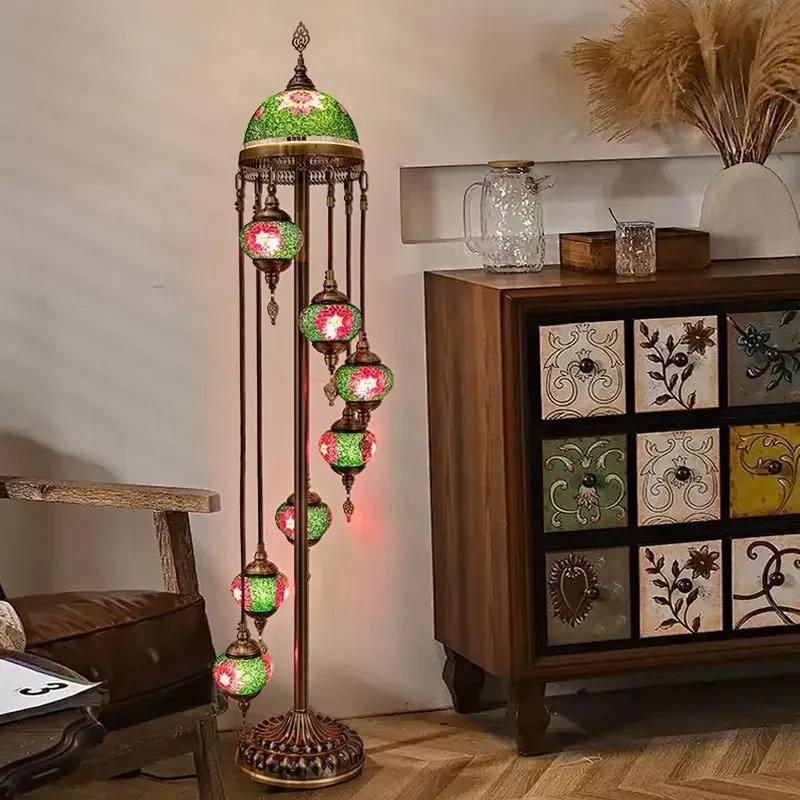 Mediterranean Turkish Exotic Handmade Ethnic Style Retro Floor Lamp for Living Room Dining Room Bedroom 3 Heads
