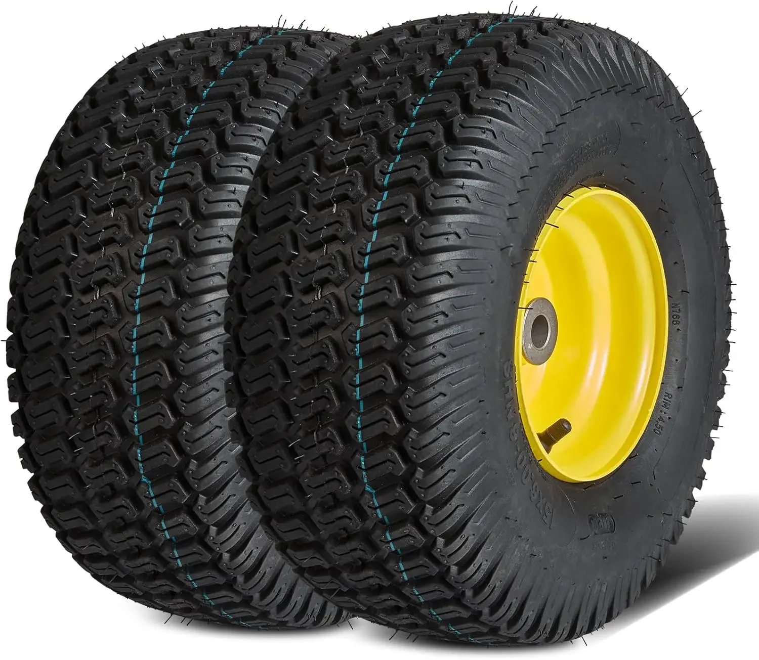 Lawn Mower Tires with Rim, 15x6.00-6" Tubeless Lawn Tractor Tires, 2-Pack Tire and Wheel Assembly, S-Turf Pneumatic Tires, 3" Of