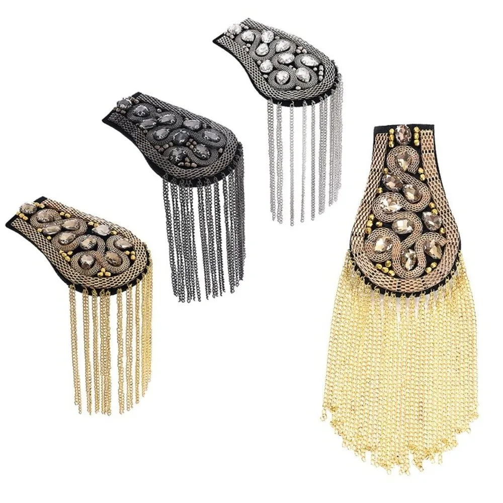 Exquisite Epaulet Tassel Chain Shoulder Board Brooch Punk Fringe Shoulder Mark Alloy Badge Star Shoulder Flash Gift