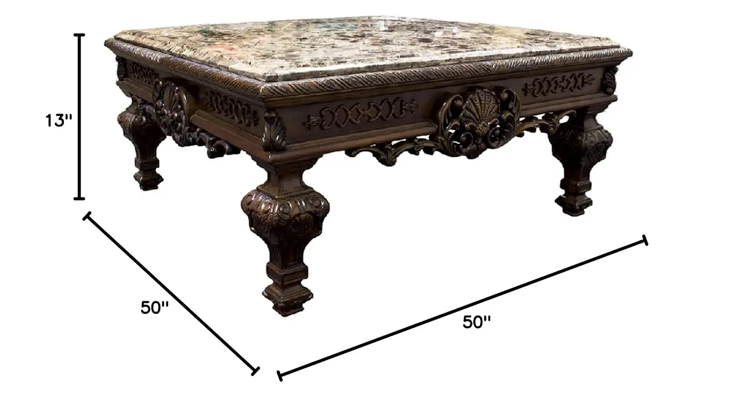 Tuscany 46" Traditional Square Coffee Table - Cherry