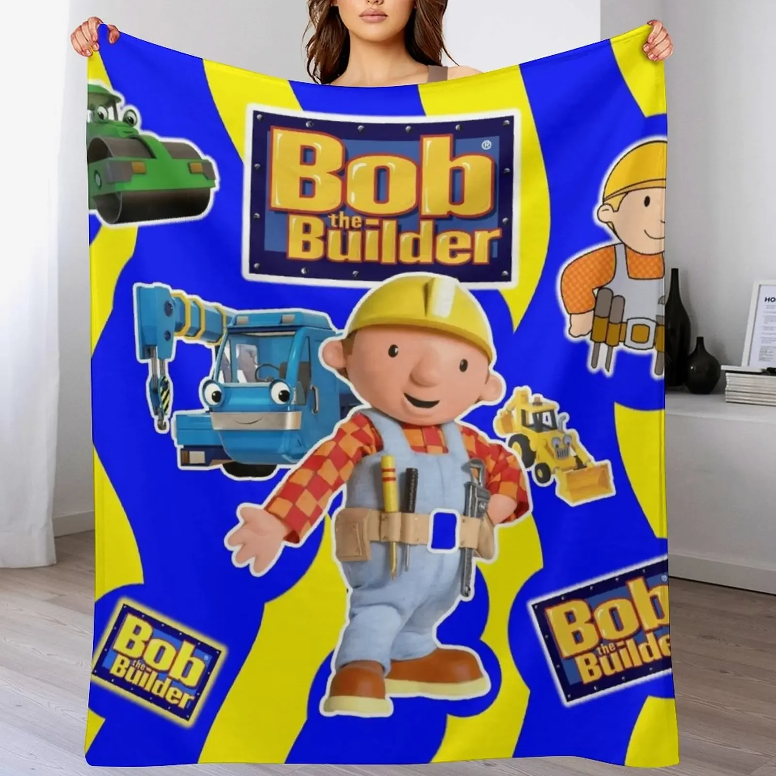

Bob The Builder Abstract Throw Blanket Camping Soft Plaid Hairy blankets and throws Blankets