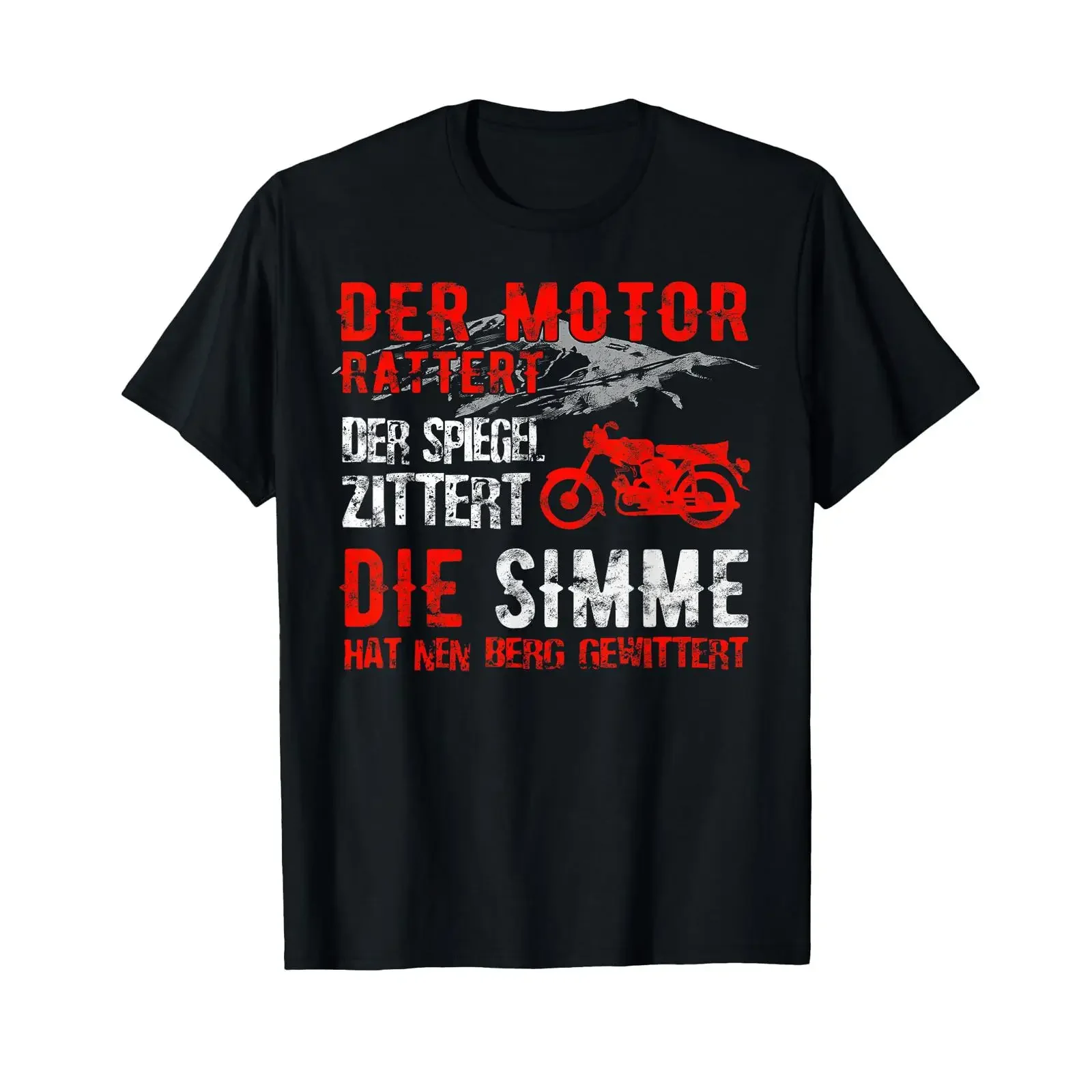 T Shirt with German Text Der Motor Rattt Spiegel Zitter The Rattle of black vintage Washed fashion designer clothes Unisex