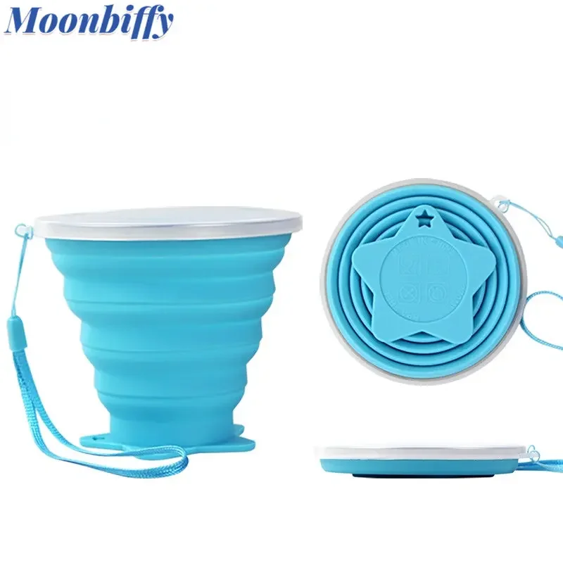 270ML Children's Water Bottle Portable Folding Mug Travel Cup Silicone Folding Handy Cup with Lid Gourde Enfant Child Bottle