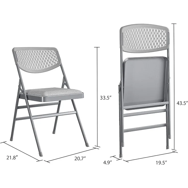 Ultra Comfort Commercial Fabric and Resin Mesh, Gray, 4-Pack Folding Chair, 4 Pack