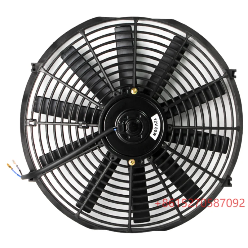 14 Inch Universal Fan for Car Retrofit Radiator Cooling Fan 12V 80W 2400 RPM Black