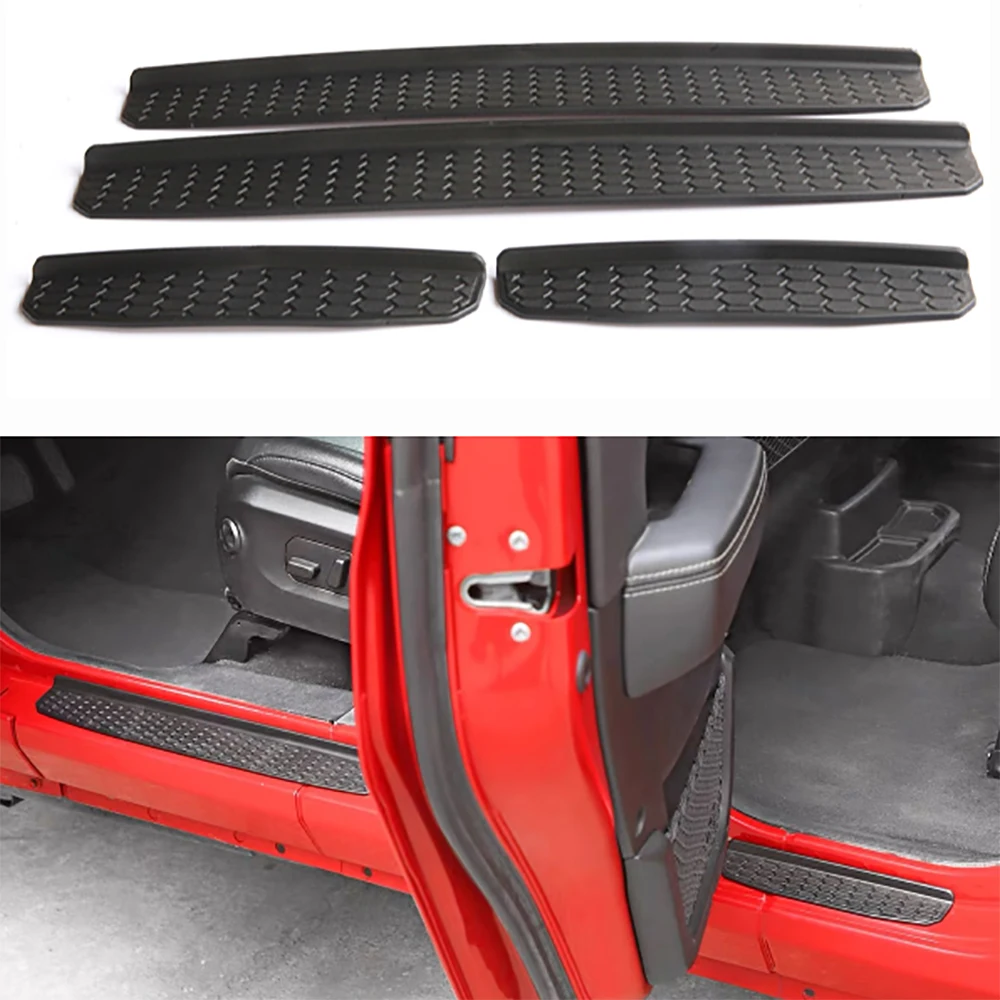 Lantsun JL1001 Car Door Sill Protector ABS Threshold Sticker for Jeep for Wrangler JL2018+, 4-Door