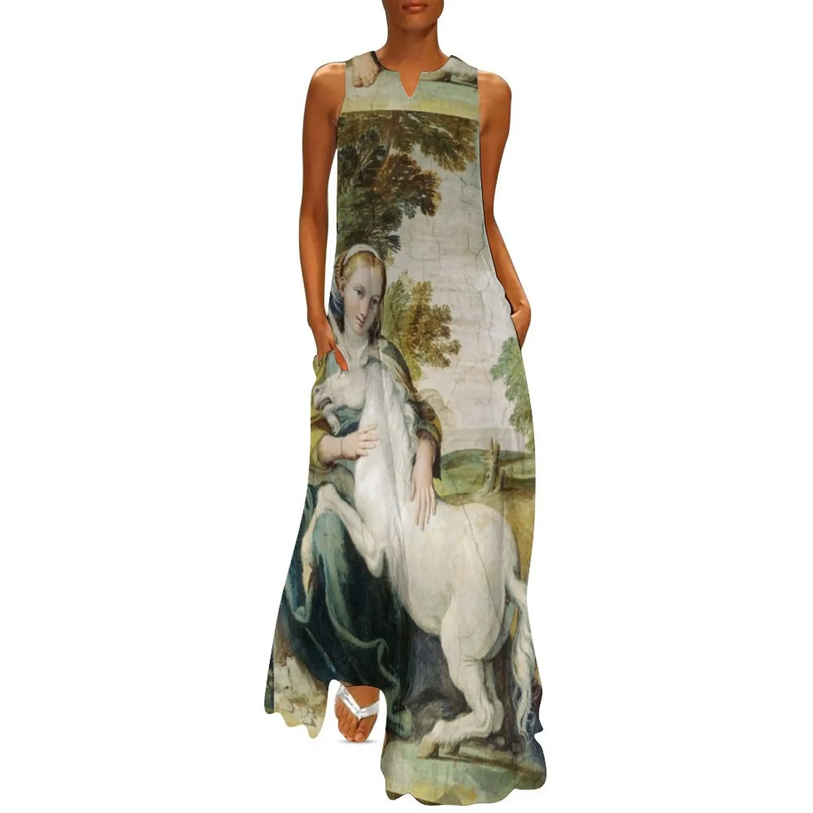 THE MAIDEN AND THE UNICORN IN LANDSCAPE Long Dress chic and elegant evening dress women's evening dress 2025