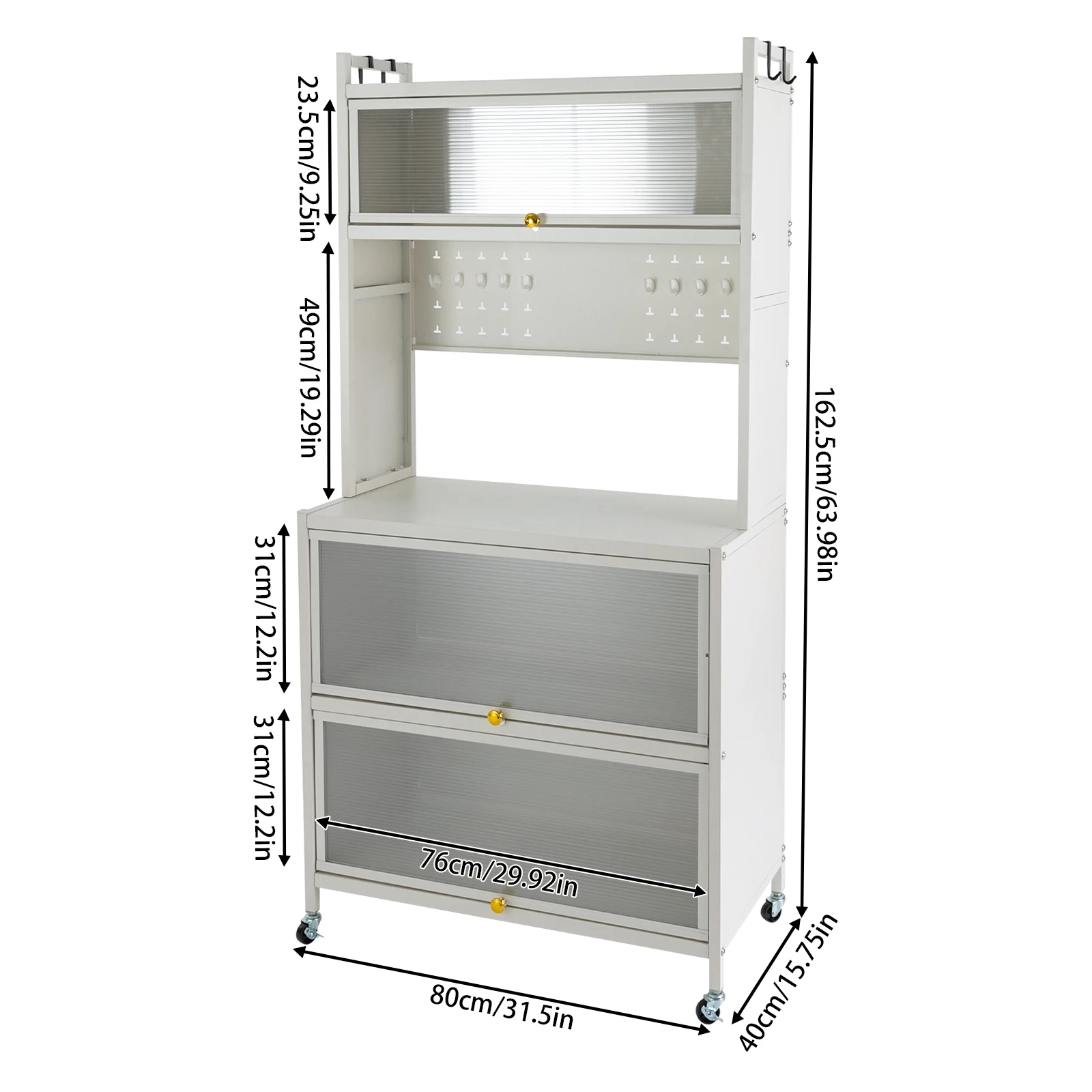 80cm 5-Story Kitchen Shelf Wear-Resistant Simple Installation with Dust-Proof Door Storage Cabinet for Living Rooms/Kitchens