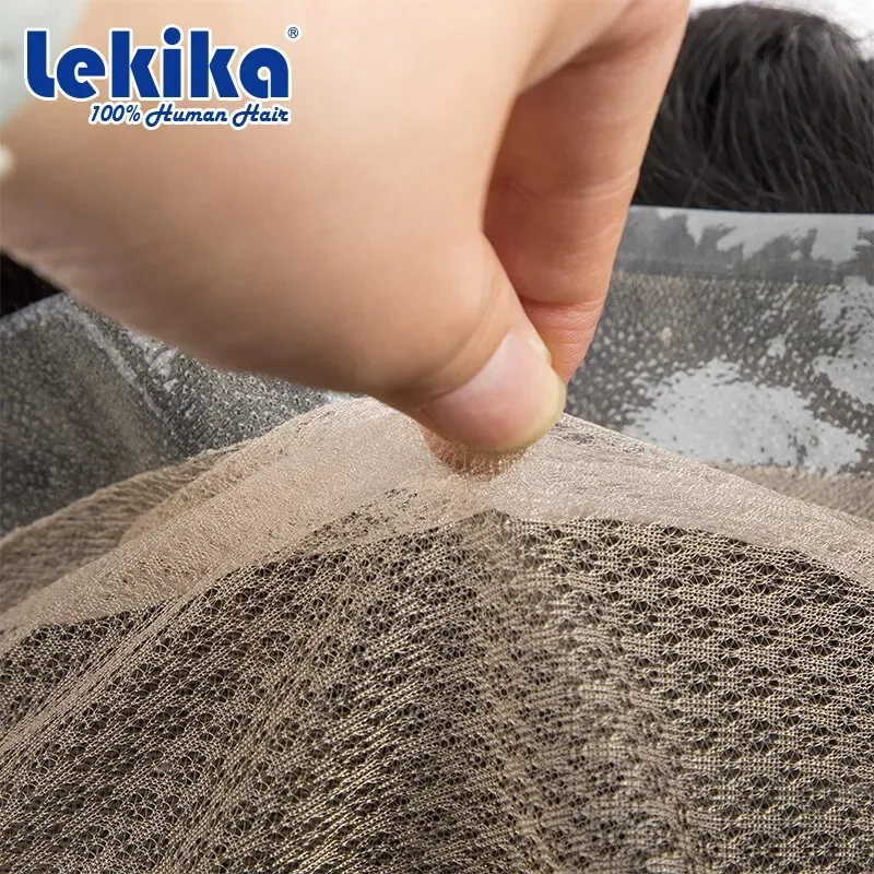 Austrália-camada dupla peruca de escape tecer cabelo humano respirável hd perucas de renda substituição masculino prótese de cabelo natural homem peruca