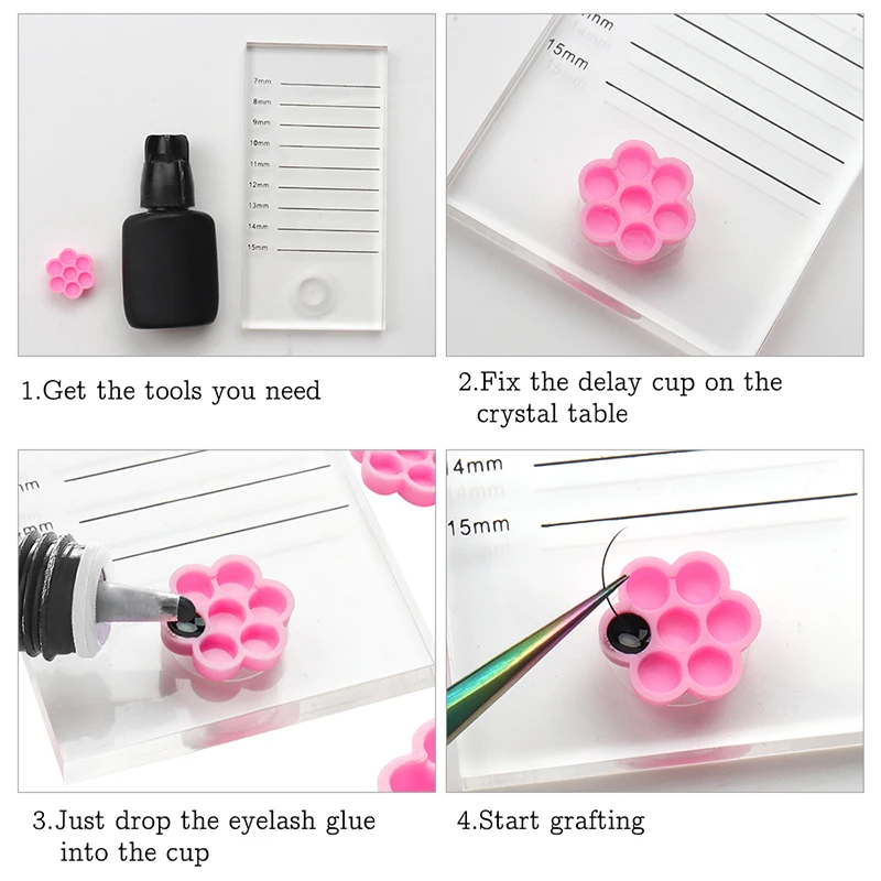 100 Pcs Pink Grafting Delay Cup Lashes Flower Tool Tattoo Adhesive Glue Makeup Pigment Cups Eyelash Extension Supplies