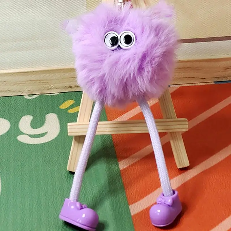 Puff Ball Schlüssel bund lange Beine flauschige Ball Anhänger Cartoon Pom Pom Plüsch Schlüssel ring flauschig mit Augen für Rucksäcke Schlüssel Kinder