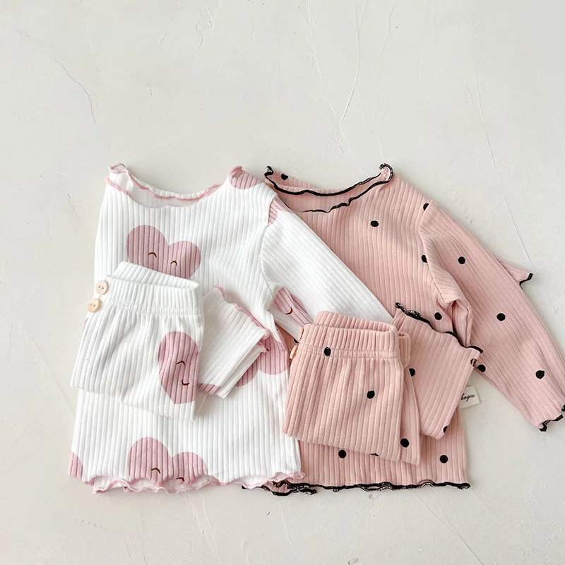 MILANCEL 2023 Spring Baby Pajama Set Dot Print Infant Girls Sleeper Wear Toddler Girls Indoor Clothes Suit