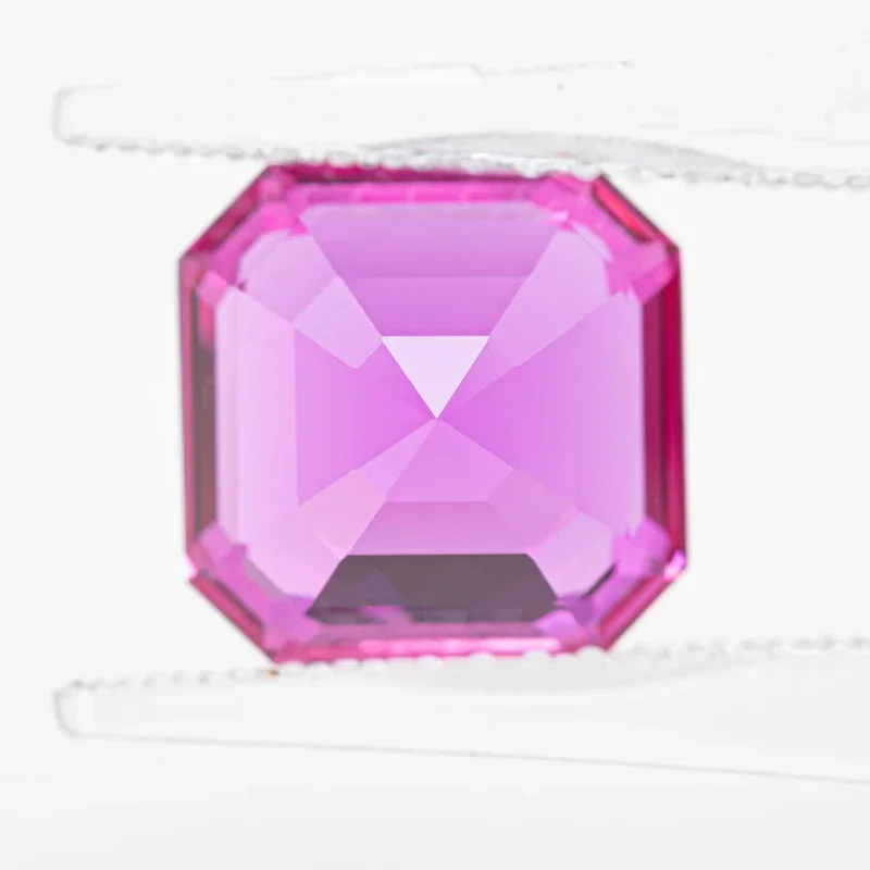 Lab Grown Sapphire Asscher Shape Hot Pink Color Charms VVS1 for DIY Jewelry Making Necklace Materials Selectable AGL Certificate