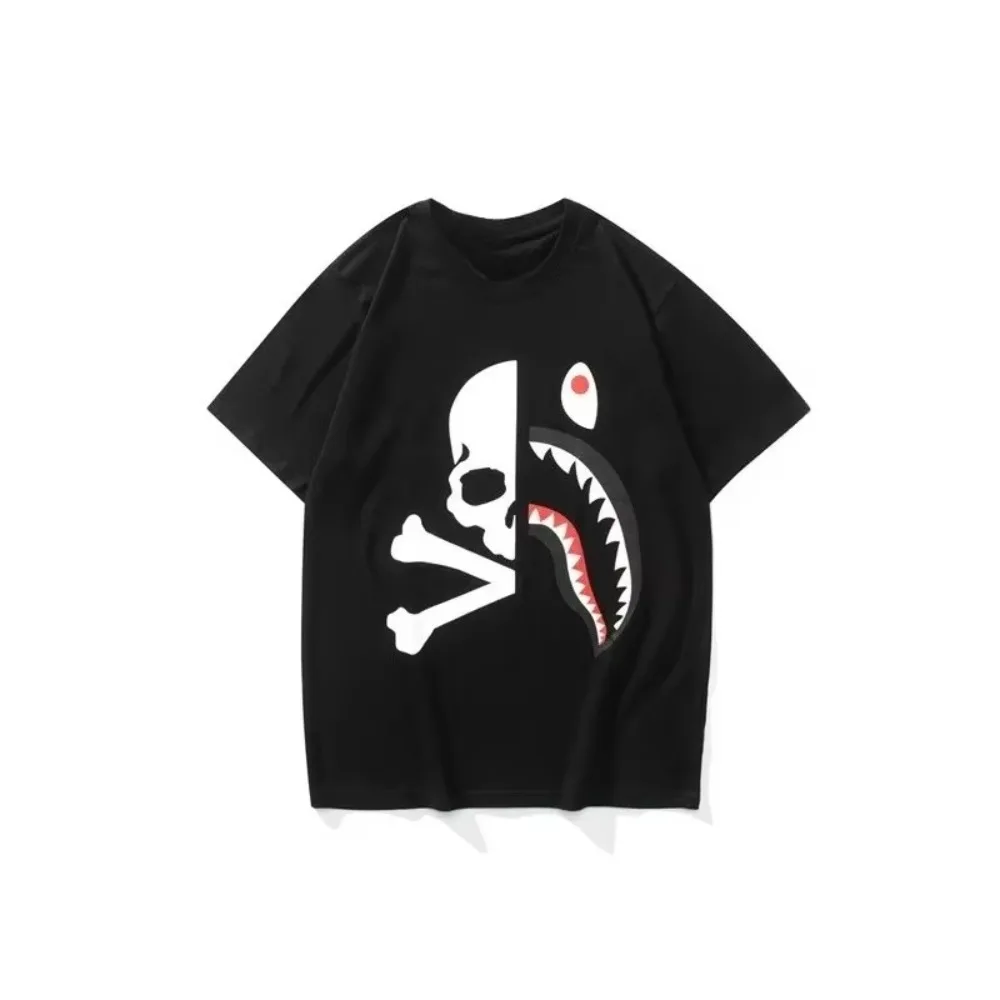 

New Hot Sale of The Season Men's Casual Comfortable Round Neck Overhead Shirt Fashionable Cute Shark Design Breathable Spring