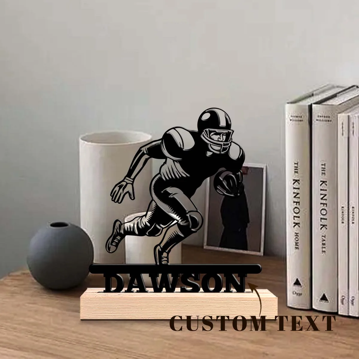 1pc Interesting Desktop Metal Statues Custom Content With Wooden Base Art Decoration, Desktop Decoration