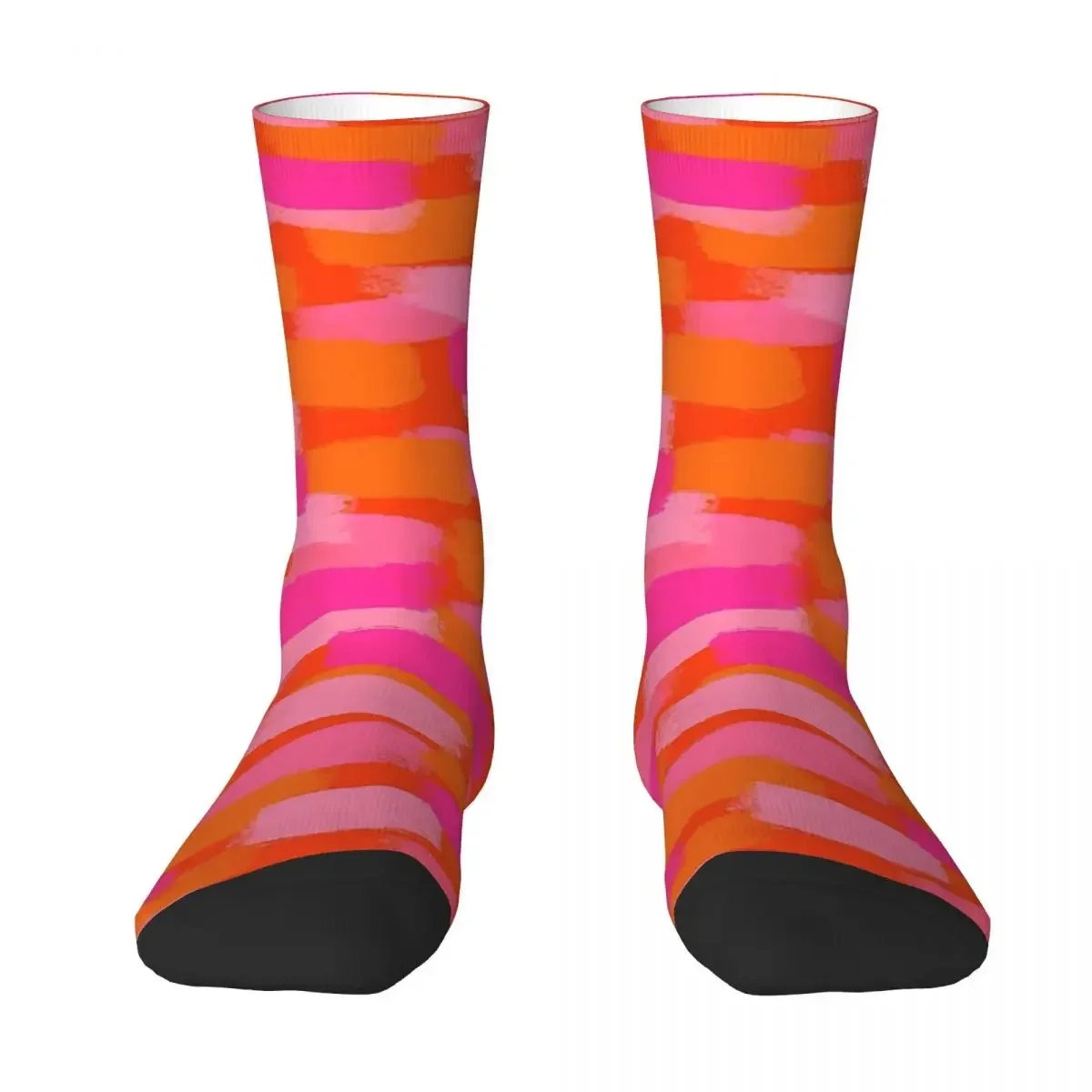 Abstract, Pink And Orange, Paint Brush Effect Socks Harajuku High Quality Stockings All Season Long Socks for Man's Woman Gifts