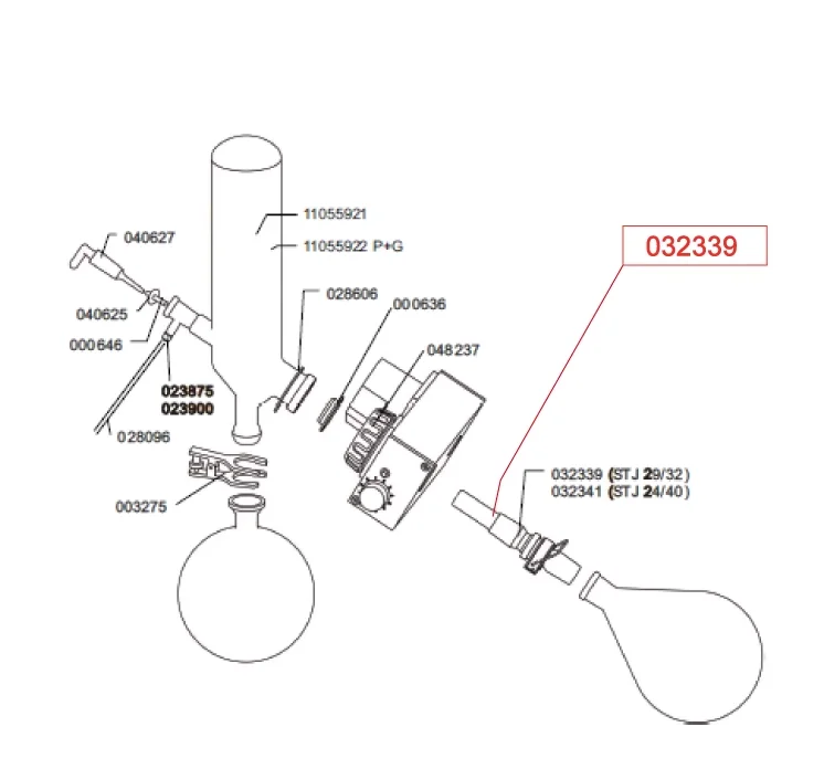 BUCHI Glass Steam Duct With Clamp, NS29/32 032339,Fit the R-100/R3