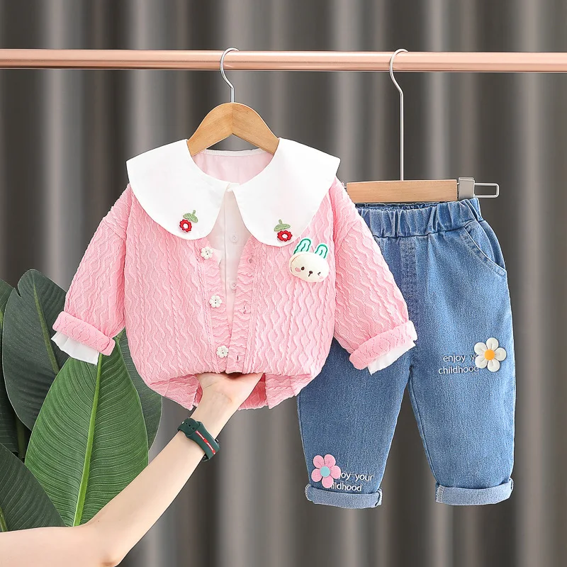 New Spring Autumn Baby Clothes Suit Children Girls Fashion Jacket Shirt Pants 3Pcs/Sets Toddler Sports Costume Kids Tracksuits