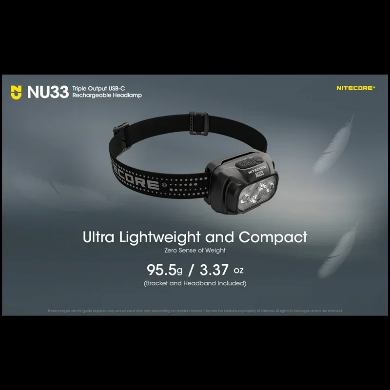 NITECORE NU33 700Lumens Triple Output USB-C Rechargeable Headlamp Built-in 2000mAh Battery White light,+Red Light Headlight