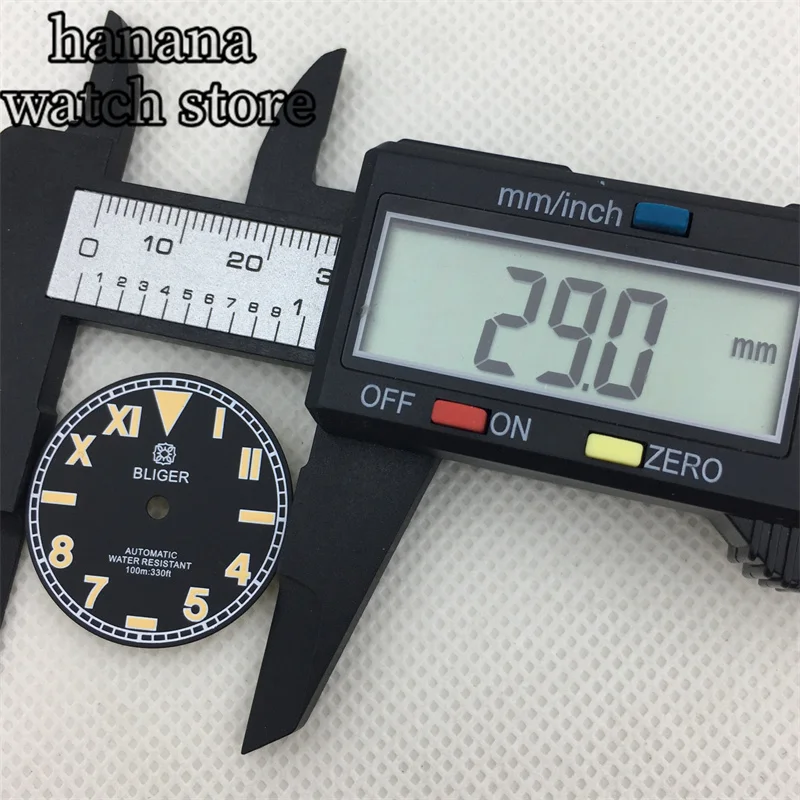 BLIGER 흑백 발광 시계 다이얼, NH35 NH36 ETA 2836 2824 미요타 8205/8215/821A 펄 DG2813/3804 PT5000 무브먼트