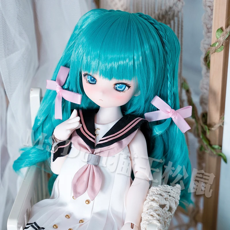 

Onion Green 1/3 1/4 1/6 BJD Wig Long Curly Hair with Small Braids MDD DD Doll Wig Anime Characters Hairstyle Dolls Accessories