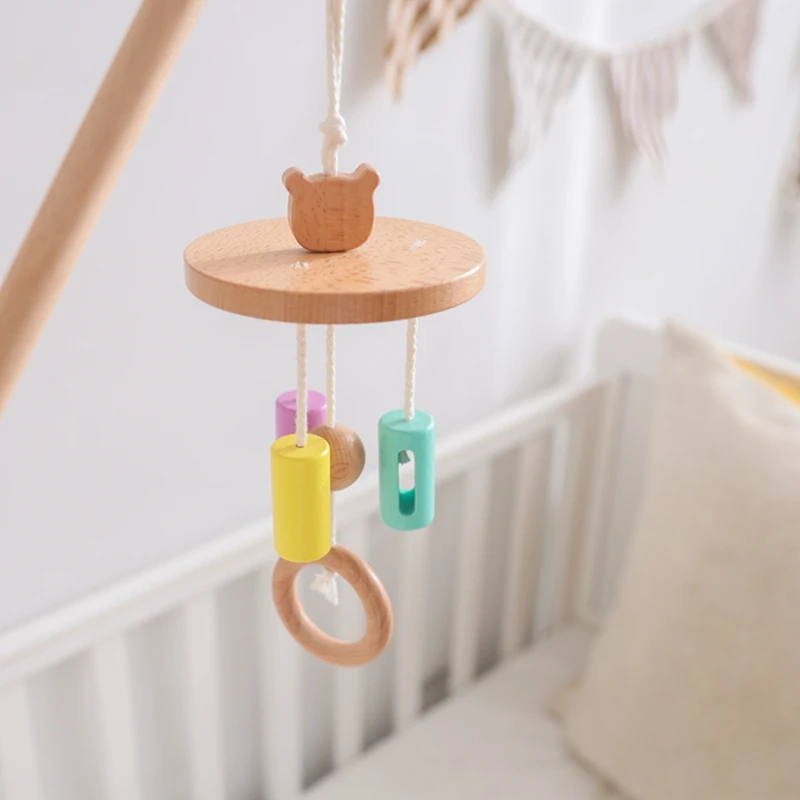 

Baby Wooden Rattles Mobiles Montessori Toys Kid Holder Rotating Mobile Bed Bell Baby Comfort Crib Bed Bell Hanging Toy Baby Gift