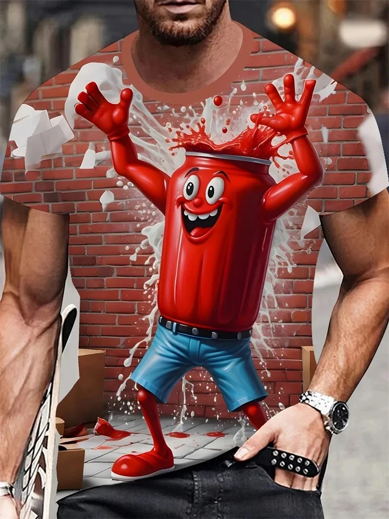 

Summer Men's Creative And Funny 3d Printed Fashion Round-Neck Short-Sleeved Casual Loose Comfortable Large-Sized T-Shirt