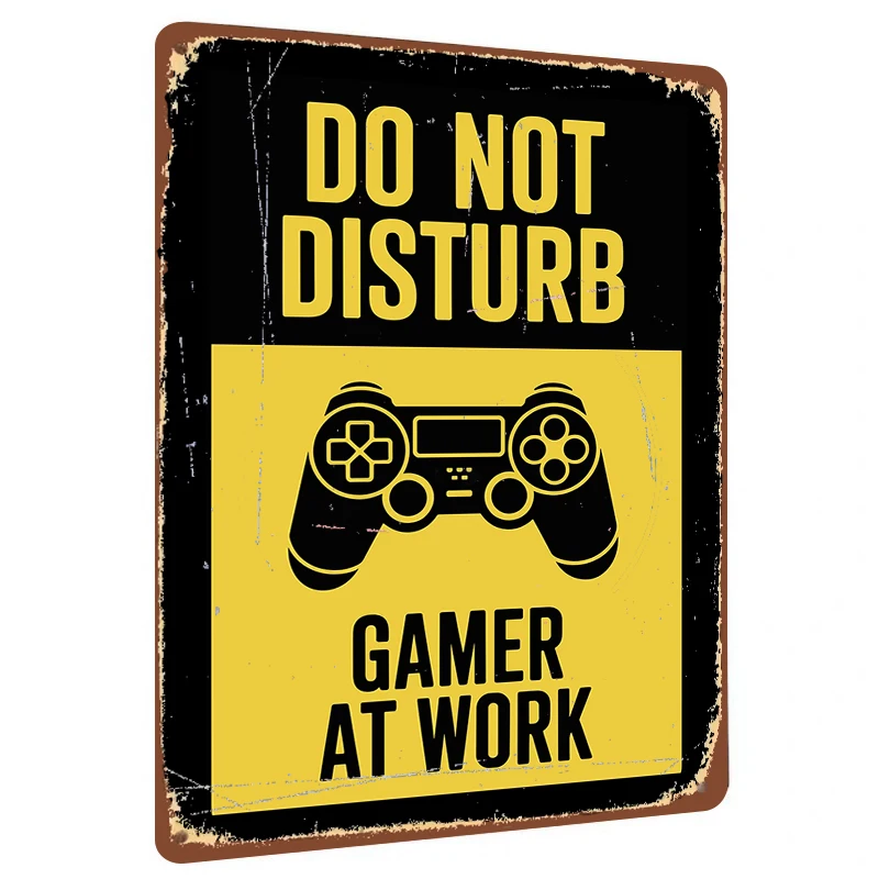 Do Not Disturb Gamer At Work Metal Tin Sign Gamepad Controller Decor for Bedroom Living Room