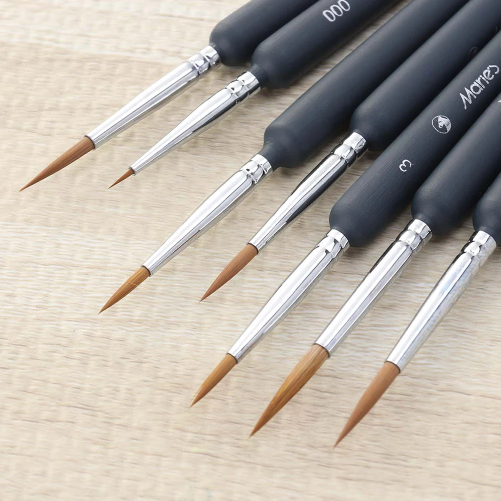 

7pcs Painting Brushes Set Durable Long Lasting Fine Detailing Miniature Bamboo Handle Artists Kids Beginners Professionals